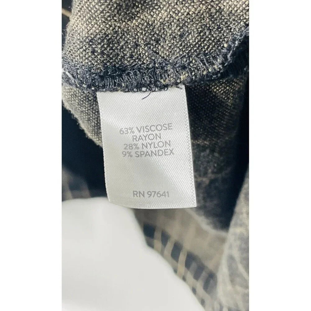 J Jill Ponte Blouse 2x WindowPane Plaid Button Accent Stretch Side Slit Buttons - Picture 5 of 8